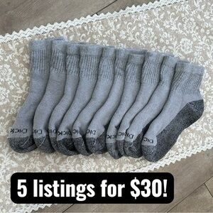 Dickies Mens Heavy Weight Socks Gray Crew Socks 5 Pairs for Men